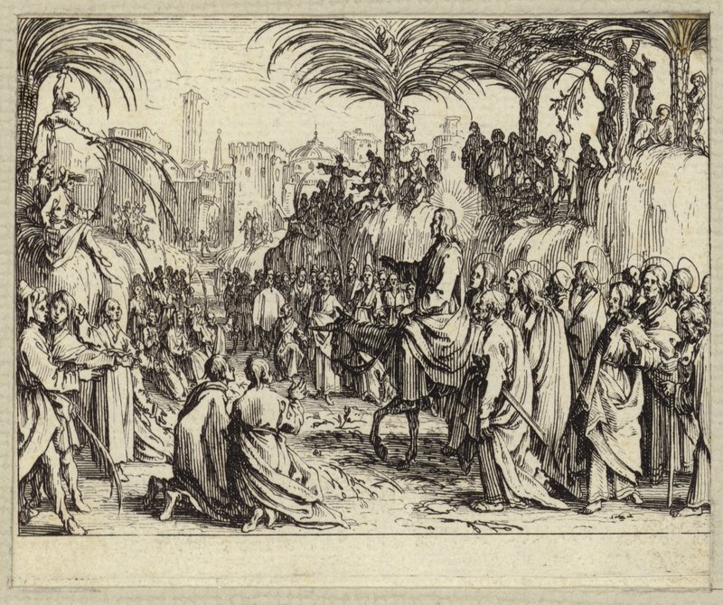 Ježíš Kristus vstoupil do Jeruzaléma (rytina) od Jacques (after) Callot