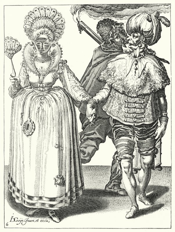 Maškaráda (rytina) od Jacques II de Gheyn