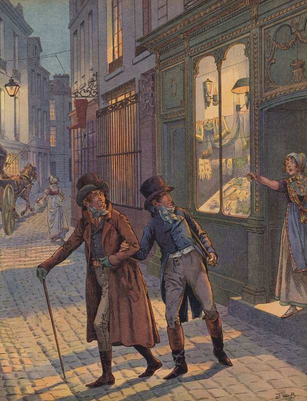 Pouliční scéna v Paříži od Jacques Marie Gaston Onfray de Breville (Job)