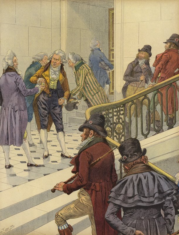 Uvítání francouzských emigrantů zpět do Francie v pařížském Tuilerijském paláci od Jacques Marie Gaston Onfray de Breville (Job)