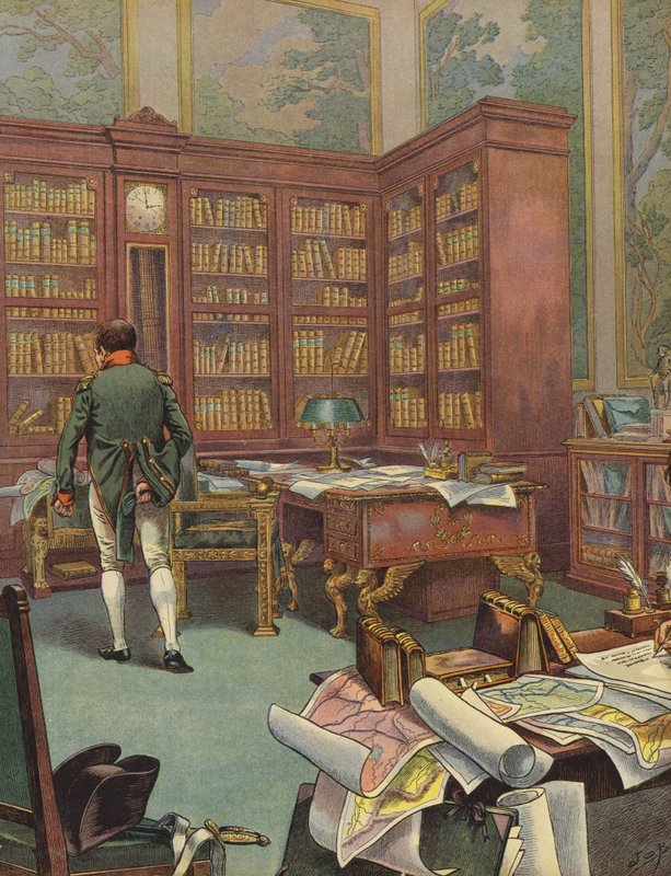 Napoleon Bonaparte ve své studii konzultoval mapy od Jacques Marie Gaston Onfray de Breville (Job)