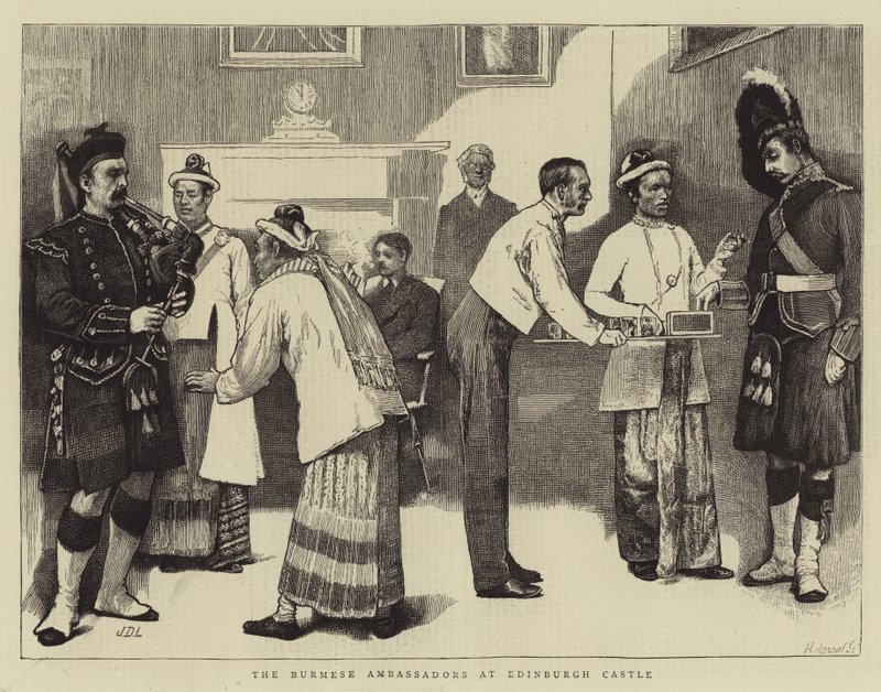 Barmští velvyslanci na hradě v Edinburghu od James Dromgole Linton