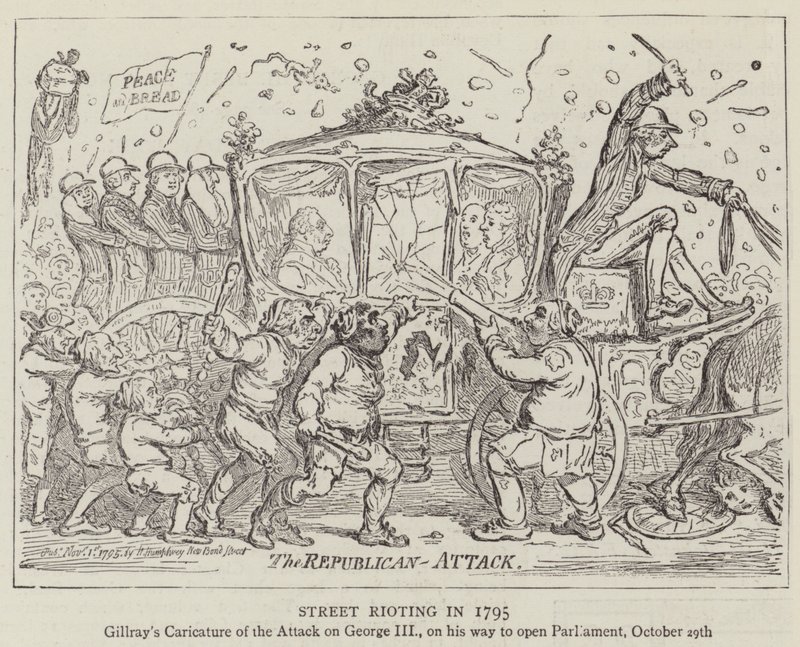 Pouliční nepokoje v roce 1795 od James Gillray