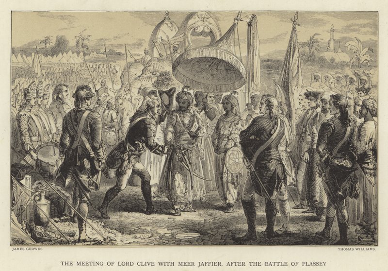 Setkání Lorda Cliva s Meerem Jaffierem po bitvě u Plassey od James Godwin
