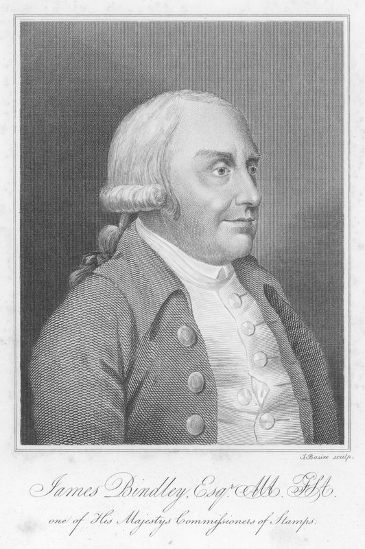 James Bindley , anglický úředník, starožitník a sběratel knih (rytina) od James (after) Basire