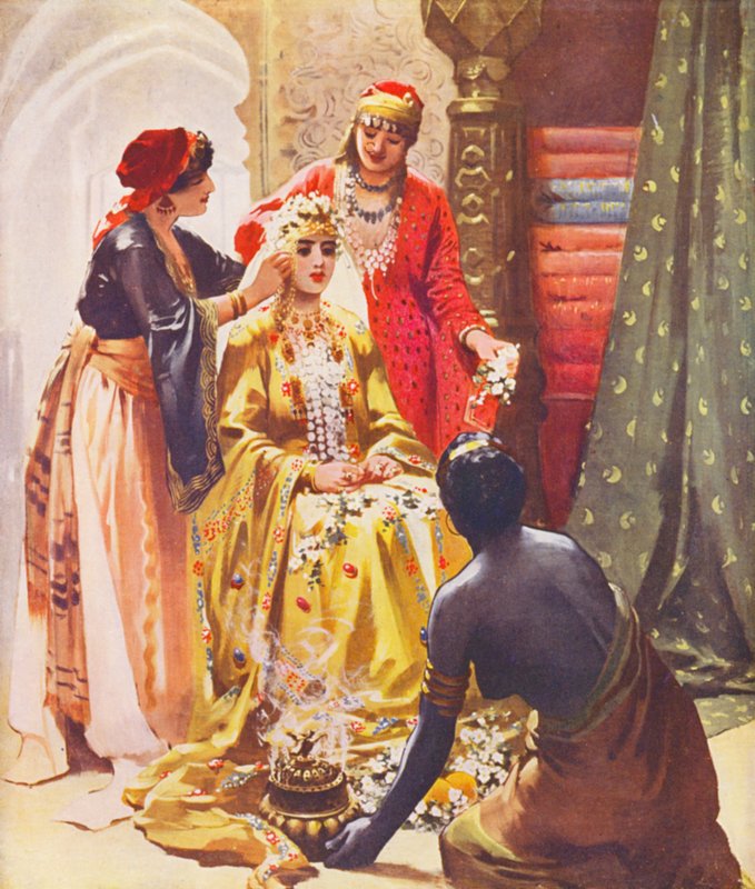 Svatá země: "Nevěsta ozdobená pro svého manžela" (barevná litografie) od James (after) Clark