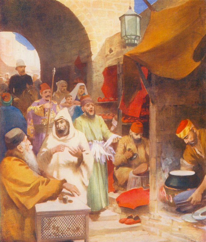 Svatá země: Ulice orientálního bazaru (barevná litografie) od James (after) Clark
