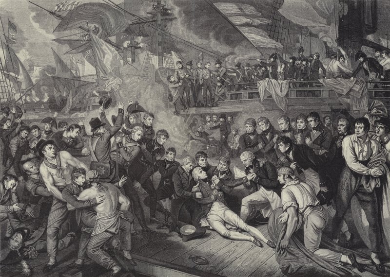 Smrt admirála lorda Nelsona v bitvě u Trafalgaru od James (after) Heath