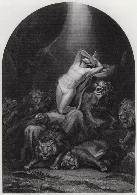 Daniel v jámě lvů (rytina) od James (after) Northcote