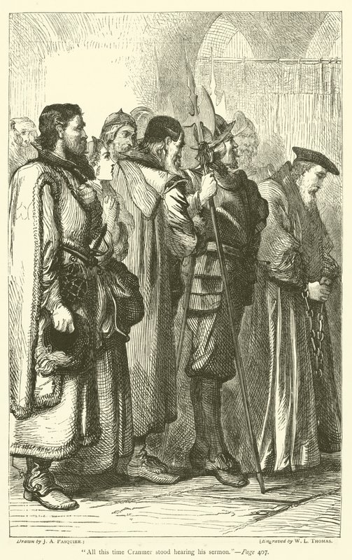Po celou tu dobu Cranmer stál a poslouchal své kázání. od James Abbott Pasquier