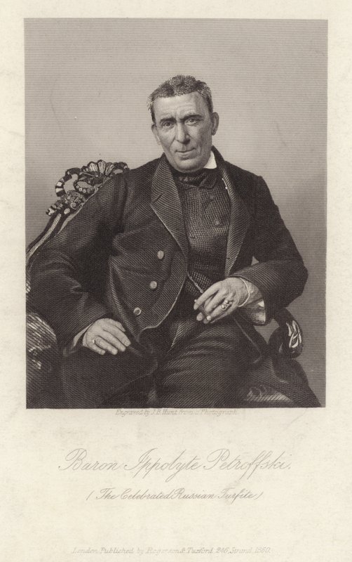 Baron Hippolyte Petrovski, ruský turfit, rytina c1860 od James B. Hunt