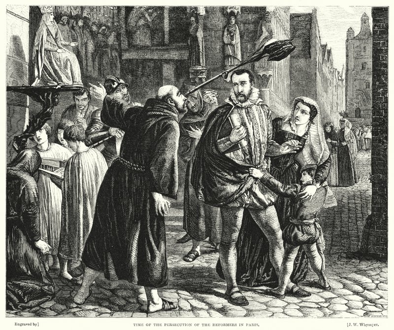 Čas pronásledování reformátorů v Paříži (rytina) od James Clarke Hook
