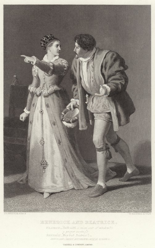 Benedick a Beatrice, Mnoho povyku pro nic, 4. dějství, 1. scéna od James Dawson Watson
