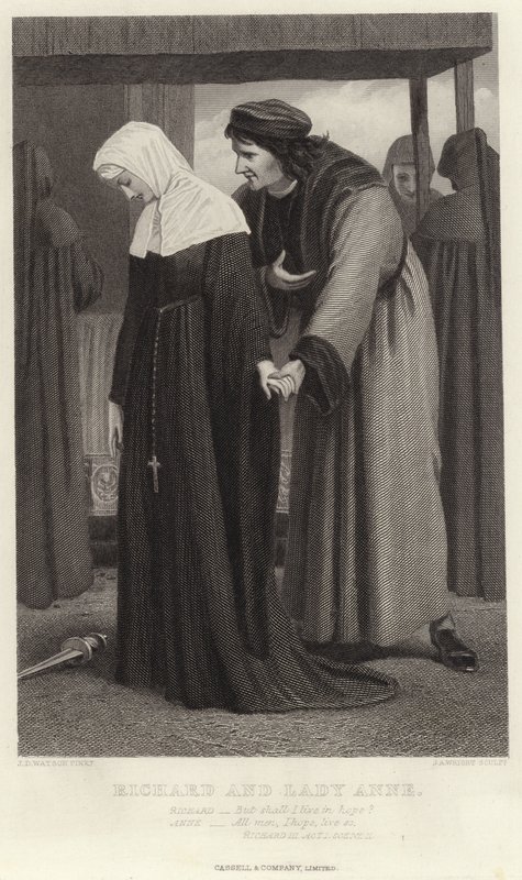 Richard a lady Anna, Richard III, 1. dějství, 2. scéna od James Dawson Watson