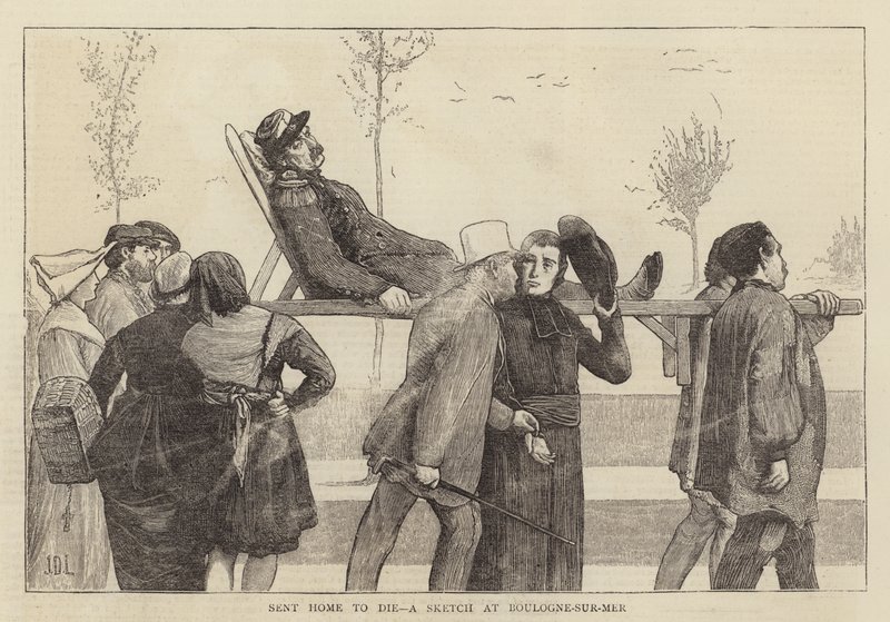Poslal domů zemřít, skica v Boulogne-sur-Mer od James Dromgole Linton