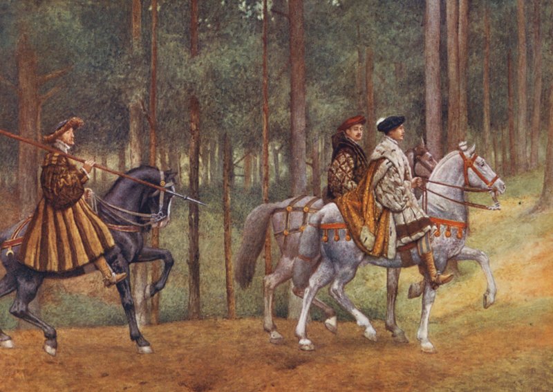 Shakespearův Kupec benátský: Bassanio a Gratiano (barevná litografie) od James Dromgole Linton