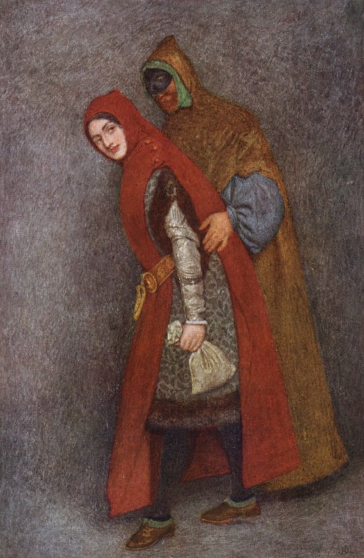 Shakespearův Kupec benátský: Lorenzo a Jessica (barevná litografie) od James Dromgole Linton