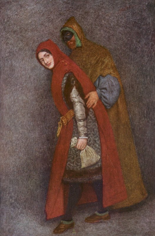 Shakespearův Kupec benátský: Lorenzo a Jessica (barevná litografie) od James Dromgole Linton