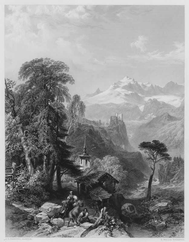 Val St Nicola, Švýcarsko (rytina) od James Duffield Harding