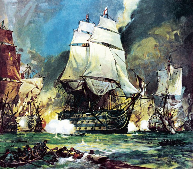 HMS Victory v bitvě u Trafalgaru od James Edwin McConnell
