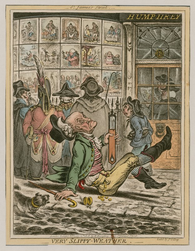 Velmi kluzké počasí od James Gillray