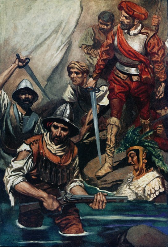 Cortes a jeho muži v mezeře od James Henry Robinson