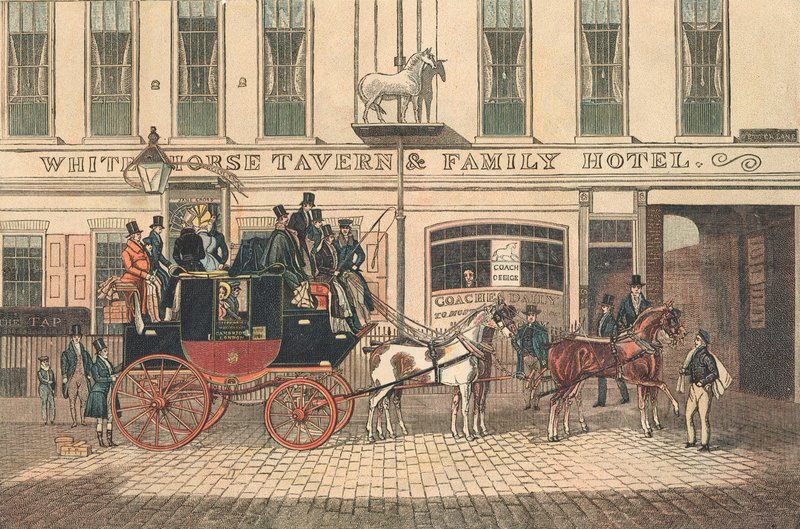 Taverna a hotel White Horse, Fetter Lane, Londýn od James Pollard