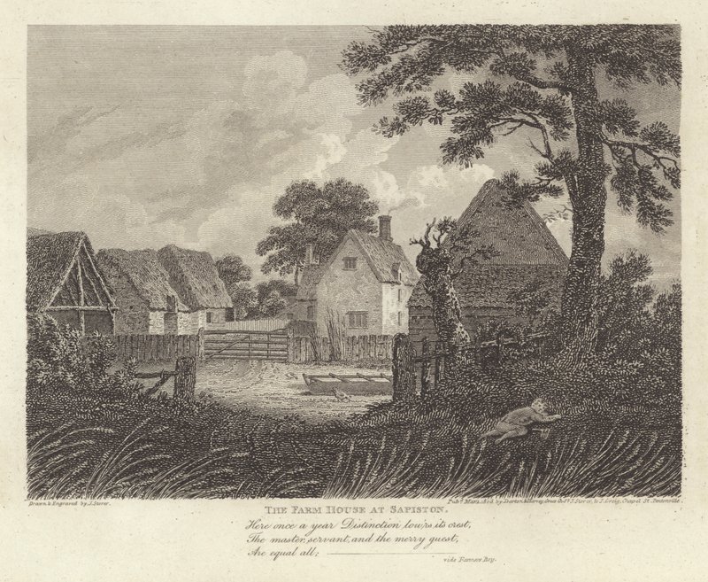 Robert Bloomfield, básník: The Farm House at Sapiston (rytina) od James Storer