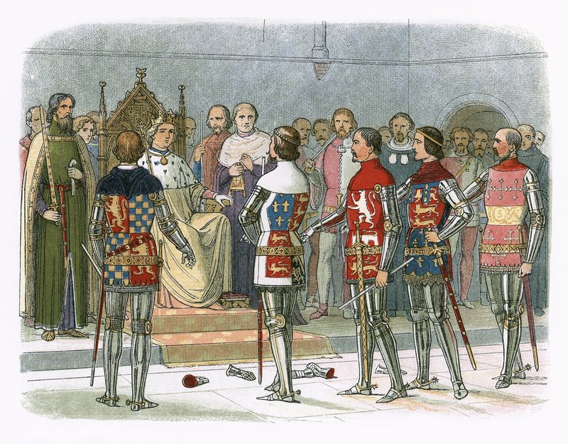 Arundel, Gloucester, Nottingham, Derby a Warwick před králem Richardem II od James William Edmund Doyle