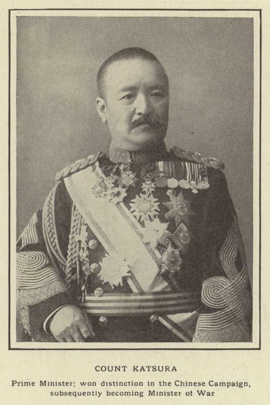 hrabě Katsura, předseda vlády; získal vyznamenání v čínské kampani a následně se stal ministrem války od Japanese Photographer