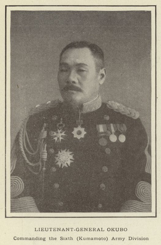 Generálporučík Okubo, velící šesté (Kumamoto) armádní divizi od Japanese Photographer
