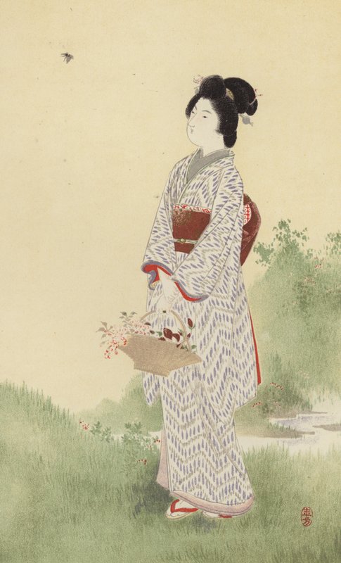 Japonská dívka (chromolitho) od Japanese School
