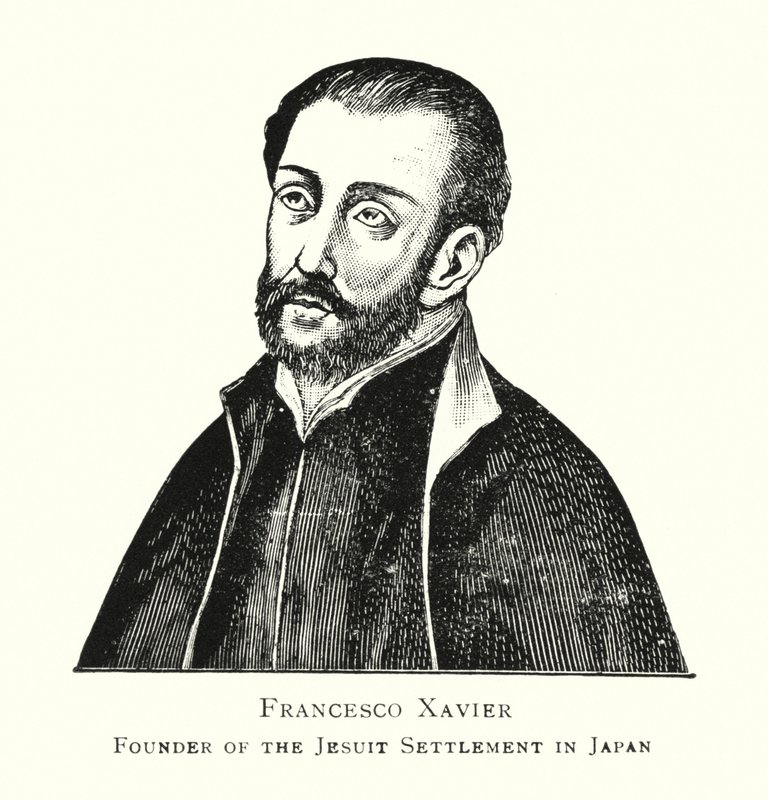 Francesco Xavier, zakladatel jezuitské osady v Japonsku (litho) od Japanese School