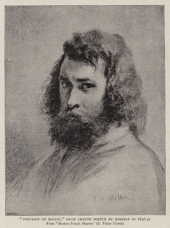 Portrét Milleta, z Crayon Sketch sám v letech 1846-47 od Jean Francois I Millet