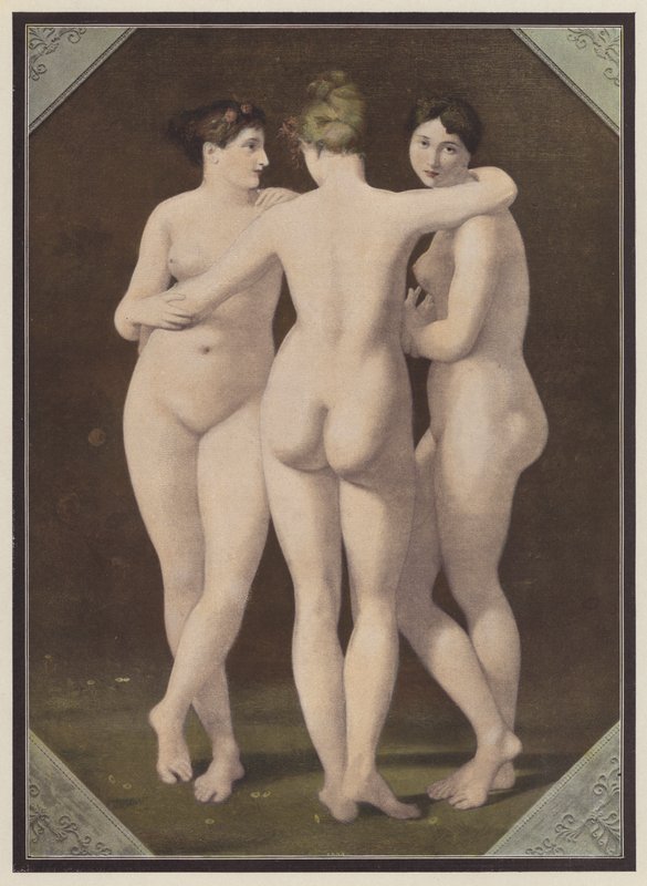 Tři Grácie (barva lito) od Jean Baptiste (after) Regnault