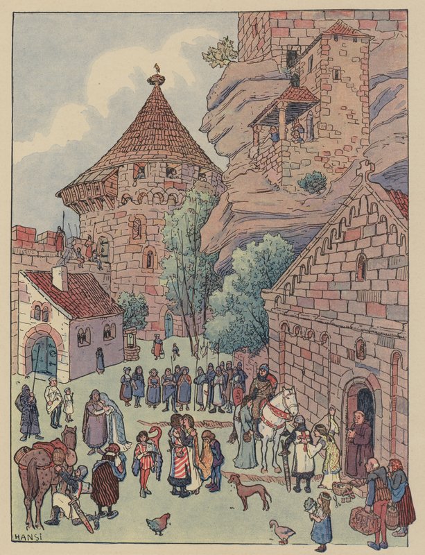 Odjezd Chevalier du Hohbarr na křížové výpravy (barevné lito) od Jean Jacques Waltz