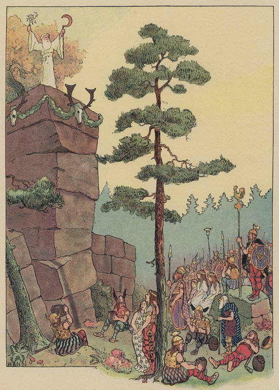 Druidové slaví festival na Maennelstein, Alsasko (barevné litho) od Jean Jacques Waltz