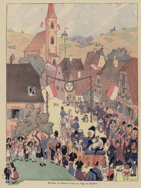 Přijetí francouzského krále Karla X. ve vesnici Bas Rhin v Alsasku od Jean Jacques Waltz
