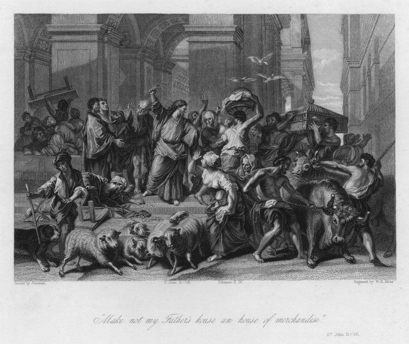 Profaners vyhnáni z chrámu, svatý Jan II od Jean Baptiste (after) Jouvenet