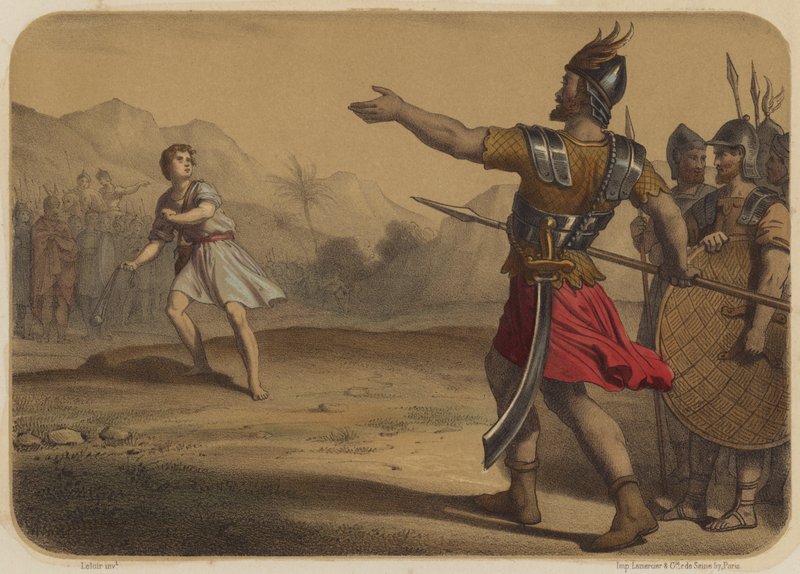 Goliáš vzdoruje Davidovi od Jean Baptiste Auguste Leloir