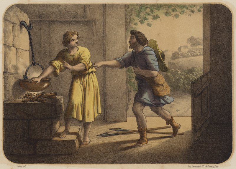 Jákob a Ezau od Jean Baptiste Auguste Leloir