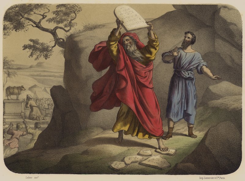 Mojžíš porušuje tabulky zákona od Jean Baptiste Auguste Leloir