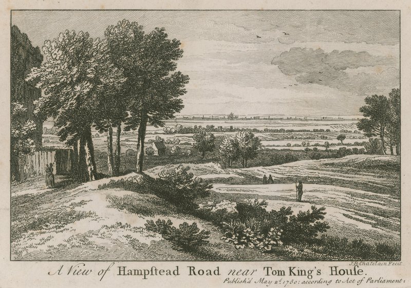 Pohled na Hampstead Road poblíž domu Toma Kinga od Jean Baptiste Claude Chatelain