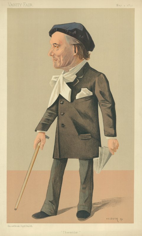 M Victorien Sardou, Thermidor, 2. května 1890, karikatura Vanity Fair od Jean Baptiste Guth