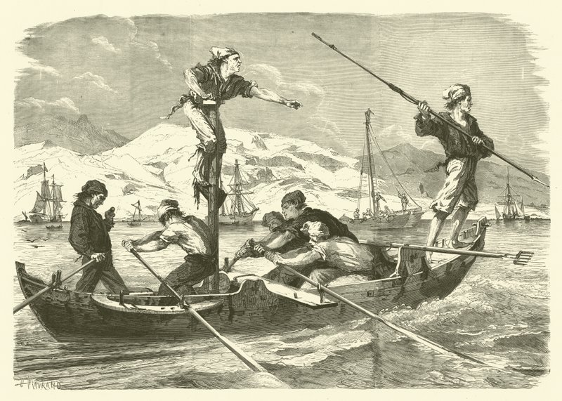 Lov mečounů na pobřeží Sicílie (rytina) od Jean Baptiste Henri Durand Brager