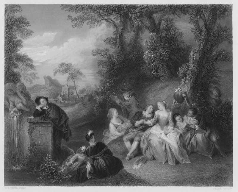 Fete-Champetre, z obrázku v královské sbírce (rytina) od Jean Baptiste Joseph (after) Pater