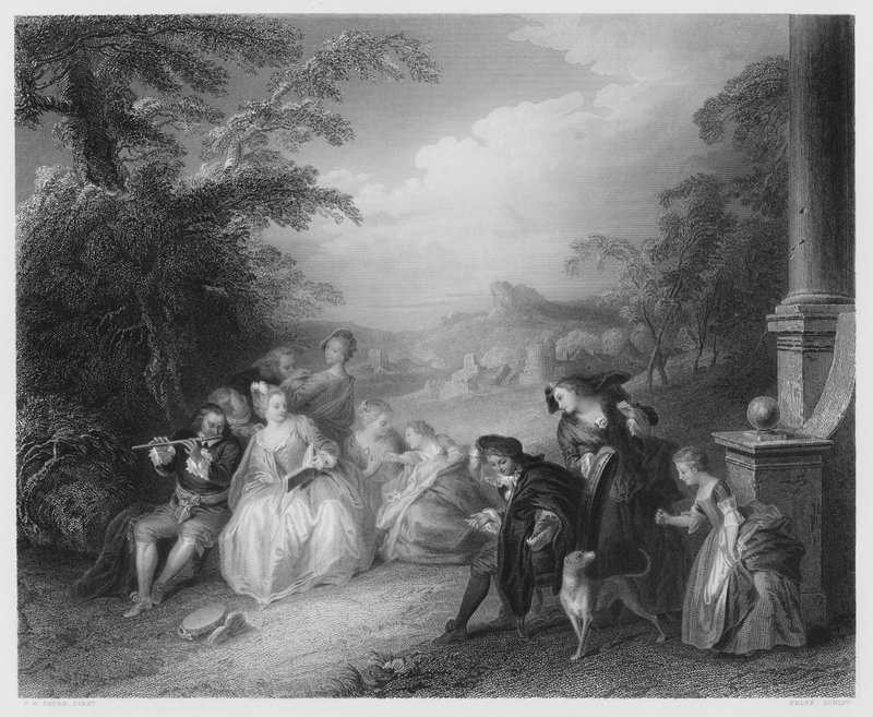 Hráč na flétnu od Jean Baptiste Joseph after Pater