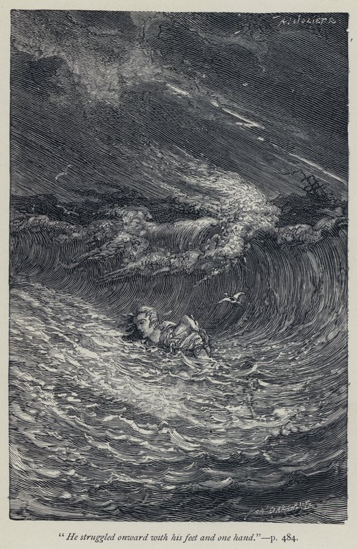 „Bojoval kupředu nohama a jednou rukou“ (rytina) od Jean Edouard Dargent
