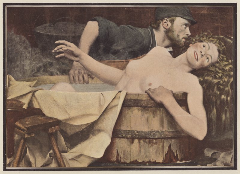 Po umytí žena ve vaně (barva litho) od Jean Eugene Buland