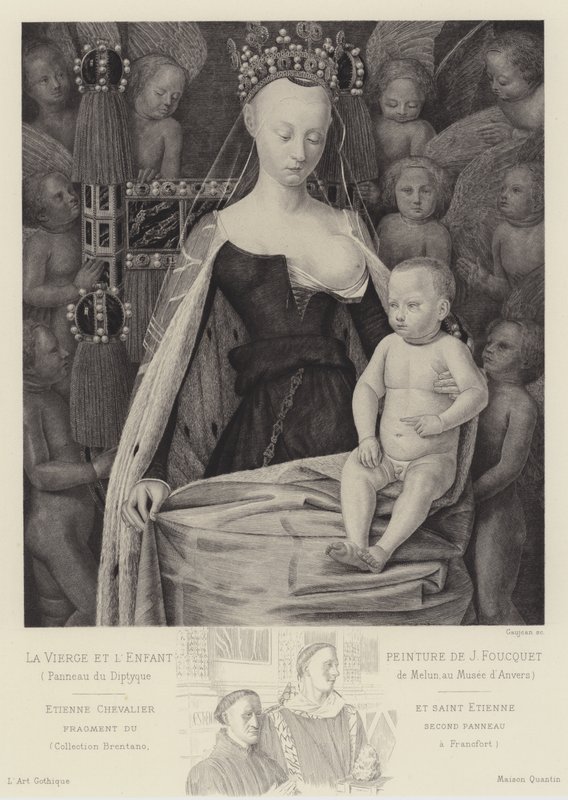 Panna a dítě obklopené anděly, c1450 od Jean Fouquet